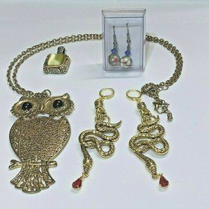 New & Vintage Jewelry Lot Serpents Owl Cloisonne